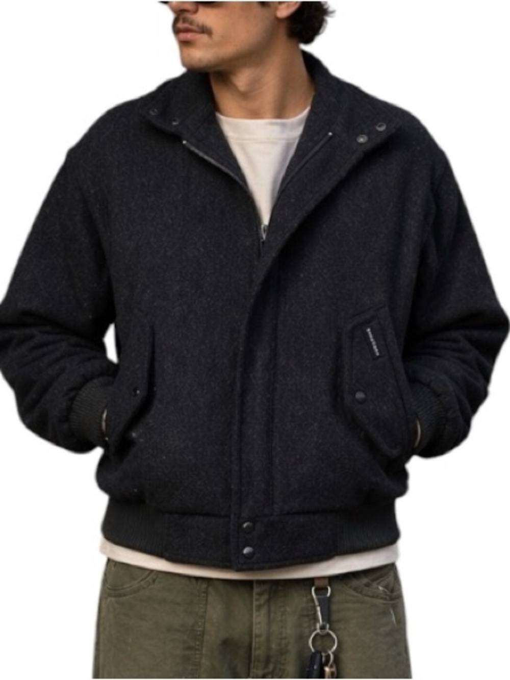 Vintage Members Only 38/Small Black Wool Bomber Jacket Streetwear Classic